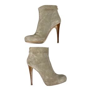 BALDININI sand suede stiletto ankle booties 8.5